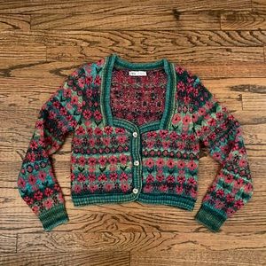 Zara  : knit floral jacquard jacket multicolored cardigan. Size small